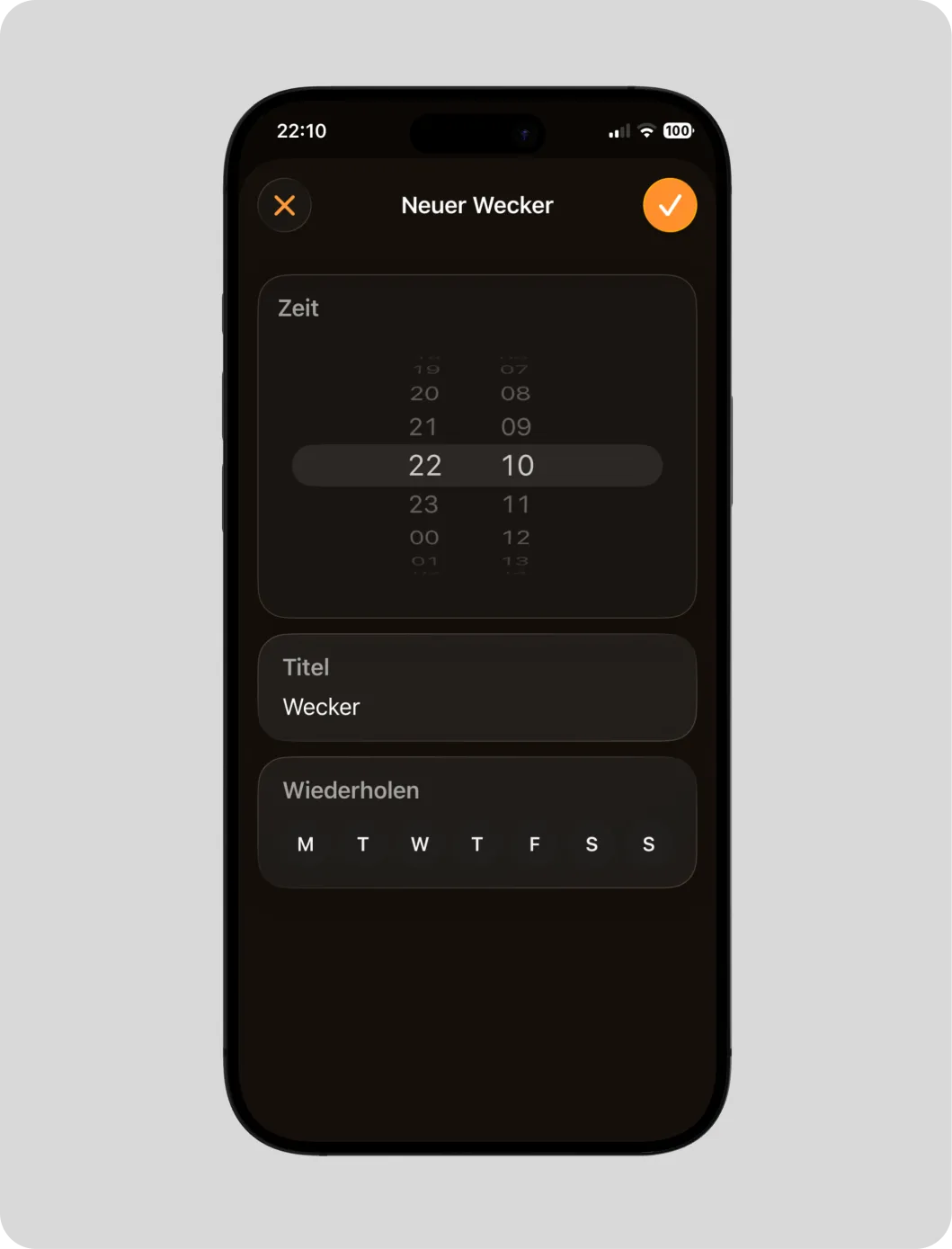 Wecker App — Projekt von Kjell Behrends, Ansicht 1