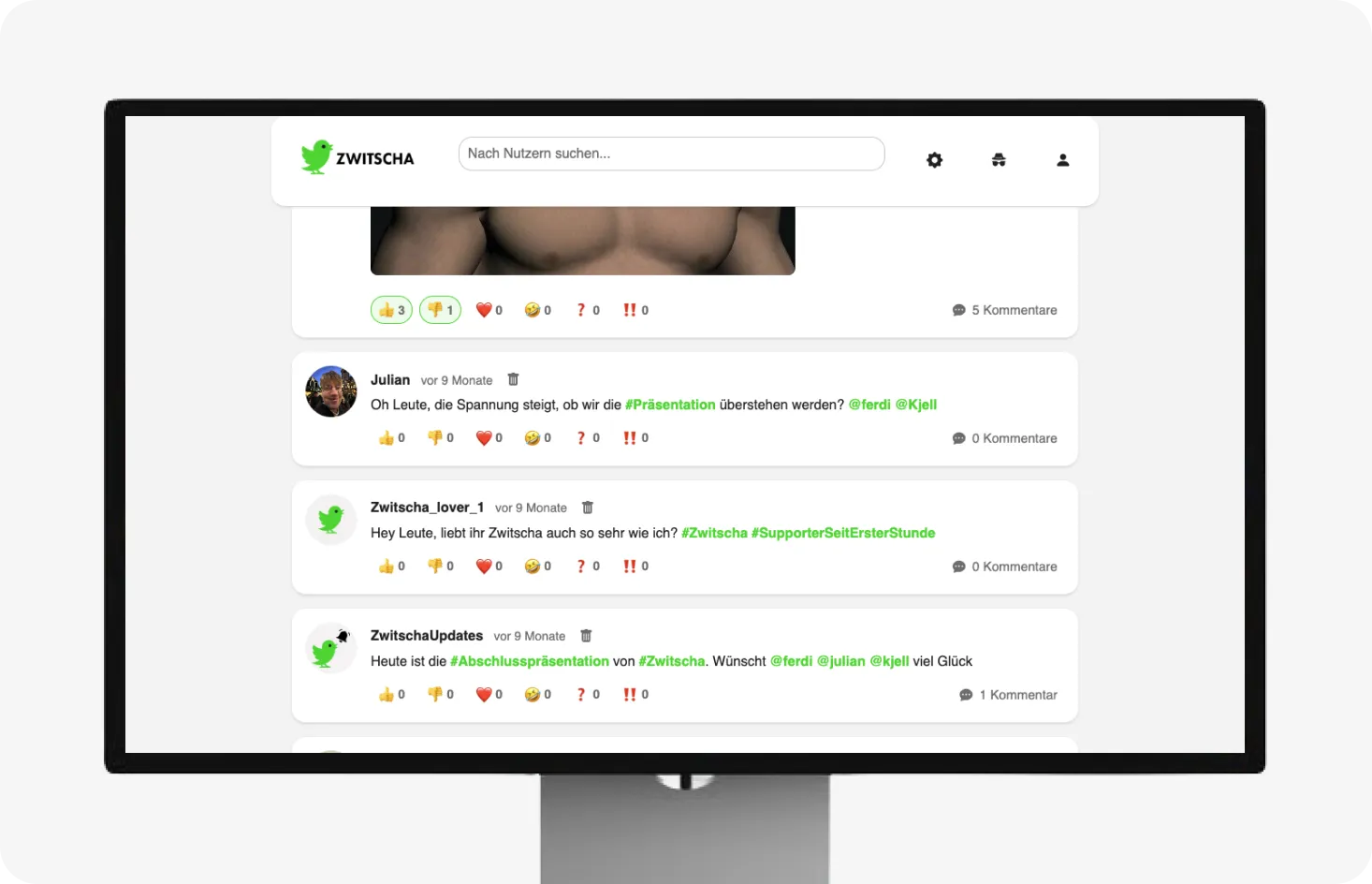 Social Media Funktionen — Projekt von Kjell Behrends