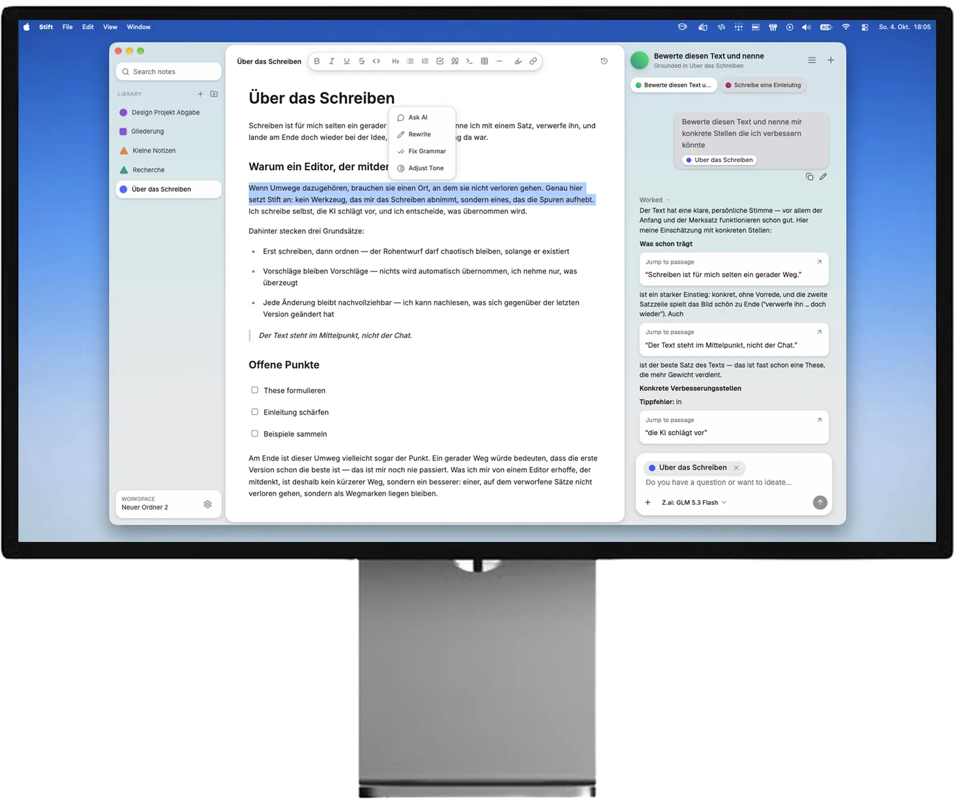 Wie Cursor, nur für Text — Projekt von Kjell Behrends